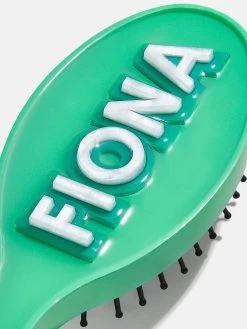 Block Font Mini Custom Hair Brush - Block Font Green -Baublebar 109490 G 02