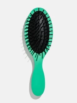 Block Font Mini Custom Hair Brush - Block Font Green -Baublebar 109491 G 02