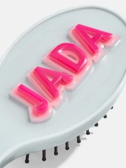 Block Font Mini Custom Hair Brush - Block Font Pink/Blue -Baublebar 109493 G 03