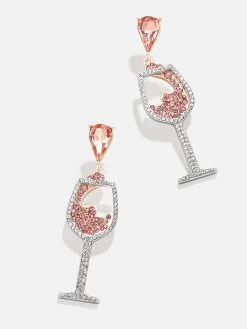 Nothing To Wine About Earrings - Rosé Glass