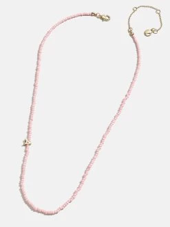 Rose Quartz Semi-Precious Initial Necklace - Rose Quartz -Baublebar 111197 G 02