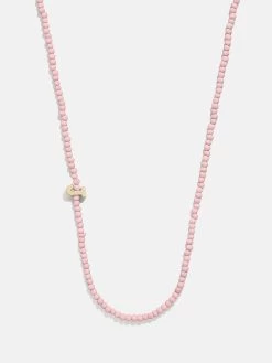 Rose Quartz Semi-Precious Initial Necklace - Rose Quartz -Baublebar 111197 G J
