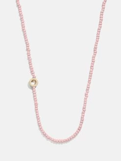 Rose Quartz Semi-Precious Initial Necklace - Rose Quartz -Baublebar 111197 G O