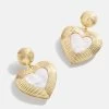 Haley Earrings - Gold Ribbed Heart 2 Haley Earrings - Gold Ribbed Heart -Baublebar 112046 G 01