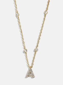 Pavé Initial Yasmine Necklace - Clear/Gold -Baublebar 112379 G A