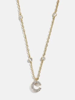 Pavé Initial Yasmine Necklace - Clear/Gold -Baublebar 112379 G C
