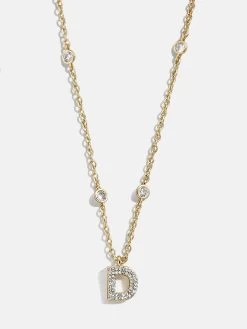 Pavé Initial Yasmine Necklace - Clear/Gold -Baublebar 112379 G D
