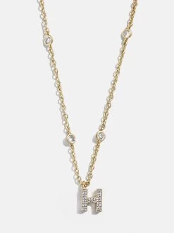 Pavé Initial Yasmine Necklace - Clear/Gold -Baublebar 112379 G H