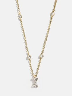 Pavé Initial Yasmine Necklace - Clear/Gold -Baublebar 112379 G I