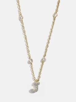 Pavé Initial Yasmine Necklace - Clear/Gold -Baublebar 112379 G J