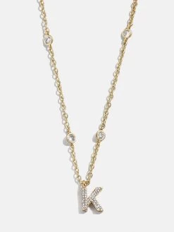 Pavé Initial Yasmine Necklace - Clear/Gold -Baublebar 112379 G K