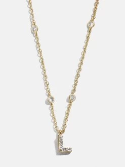 Pavé Initial Yasmine Necklace - Clear/Gold -Baublebar 112379 G L