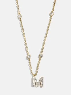 Pavé Initial Yasmine Necklace - Clear/Gold -Baublebar 112379 G M