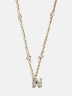 Pavé Initial Yasmine Necklace - Clear/Gold -Baublebar 112379 G N
