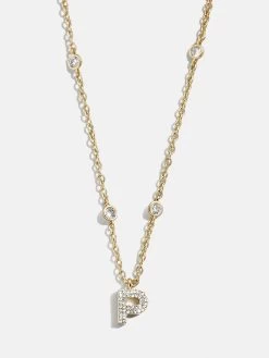 Pavé Initial Yasmine Necklace - Clear/Gold -Baublebar 112379 G P