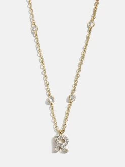 Pavé Initial Yasmine Necklace - Clear/Gold -Baublebar 112379 G R
