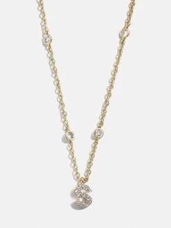Pavé Initial Yasmine Necklace - Clear/Gold -Baublebar 112379 G S