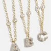 Pavé Initial Yasmine Necklace - Clear/Gold 2 Pavé Initial Yasmine Necklace - Clear/Gold -Baublebar 112379 Group v2