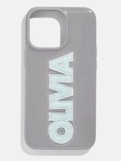 Block Font Custom IPhone Case - Gray/Light Blue