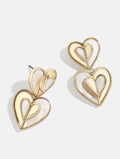 Vanessa Earrings - Gold And Shell Heart