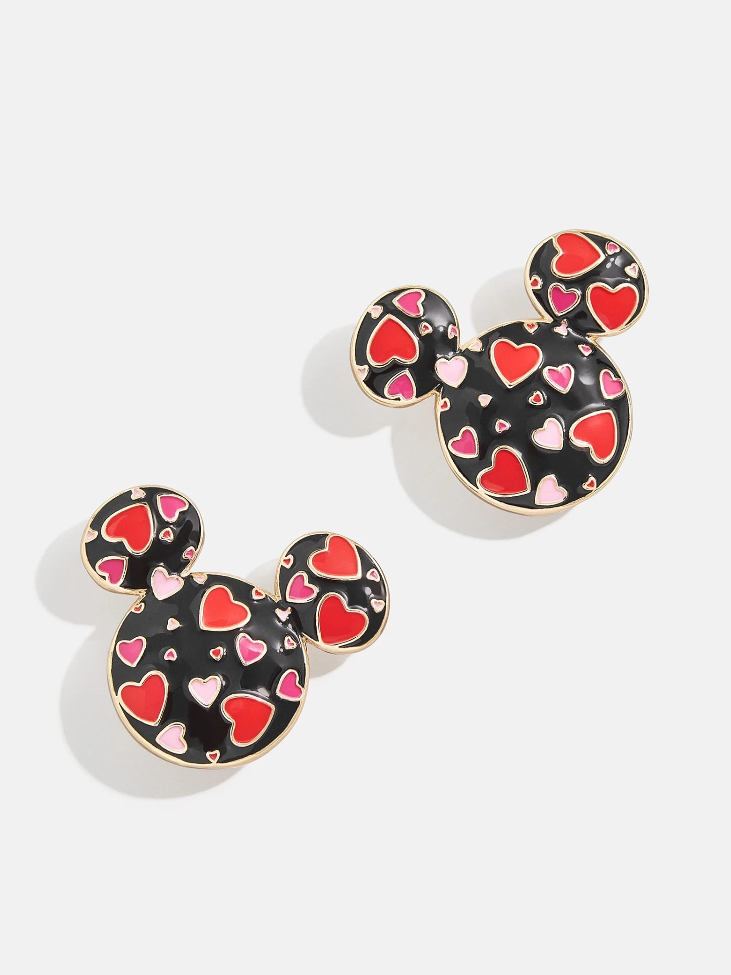 Mickey Mouse Disney Repeating Hearts Earrings - Black/Red 3 Mickey Mouse Disney Repeating Hearts Earrings - Black/Red