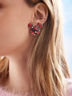 Mickey Mouse Disney Repeating Hearts Earrings - Black/Red 6 Mickey Mouse Disney Repeating Hearts Earrings - Black/Red -Baublebar 115056 m