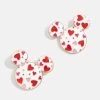 Mickey Mouse Disney Repeating Hearts Earrings - Red/White -Baublebar 115057 G 01