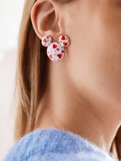 Mickey Mouse Disney Repeating Hearts Earrings - Red/White -Baublebar 115057 m