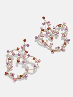 Mickey Mouse Disney Heart Outline Earring Hoops - Clear/Pink