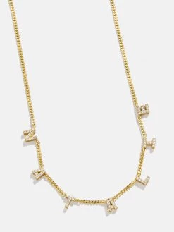 Mini 18K Gold Custom Spaced Letter Name Necklace -Baublebar 115931 G 01