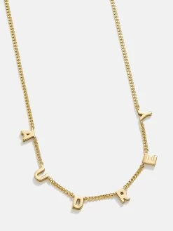 Mini 18K Gold Custom Spaced Letter Name Necklace -Baublebar 115932 G 01