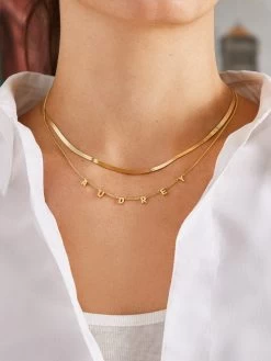 Mini 18K Gold Custom Spaced Letter Name Necklace -Baublebar 115932 m