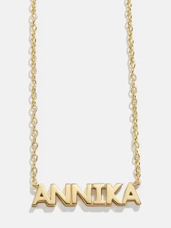 18K Gold Mini Custom Nameplate Necklace - Small -Baublebar 116050 G 02