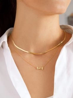 18K Gold Mini Custom Nameplate Necklace - Small -Baublebar 116050 m