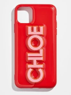 Block Font Custom IPhone Case - Red/Pink