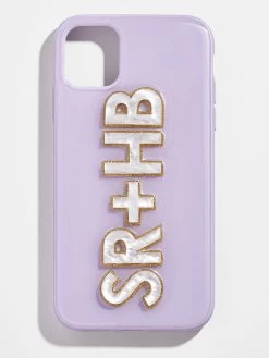 Block Font Custom IPhone Case - Lilac/White