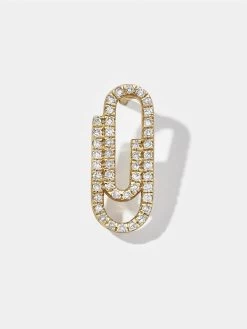 14K Gold Graffetta Stud Earring - Clear/Gold