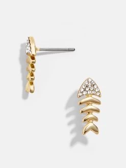 Bones Stud Earrings - Clear/Gold