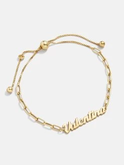 14K Gold Paperclip Chain Custom Nameplate Bracelet - Gold -Baublebar 55137 G 02
