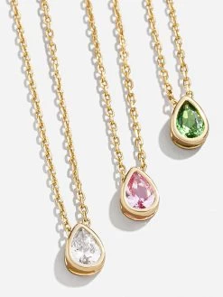 18K Gold Teardrop Birthstone Necklace