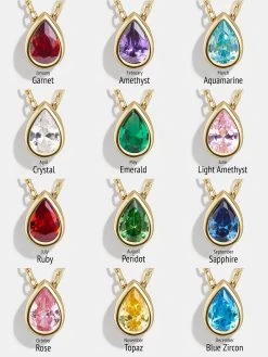 18K Gold Teardrop Birthstone Necklace -Baublebar 57756 G Grid