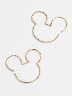 Mickey Mouse Disney 18K Gold Sterling Silver Threader Hoop Earrings - Gold