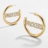 Green Bay Packers NFL Logo Gold Hoops - Green Bay Packers