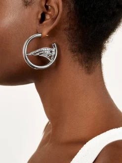 New England Patriots NFL Logo Silver Hoops -Baublebar 58813 m