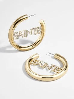 New Orleans Saints Logo Gold Hoops - New Orleans Saints