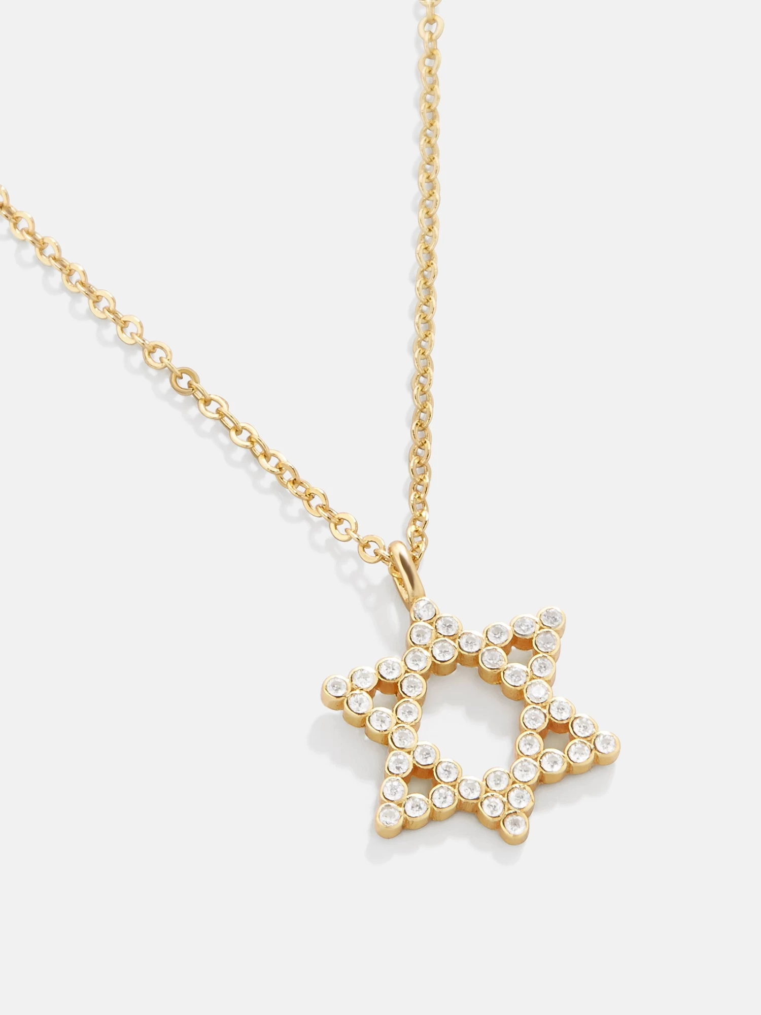 Star Of David 18K Gold Necklace - Clear/Gold 3 Star Of David 18K Gold Necklace - Clear/Gold