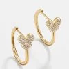 Mickey Mouse Disney 18K Gold Plated Sterling Silver Huggie Hoop Earrings - Clear/Gold -Baublebar 60308 G 01