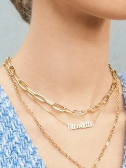 18K Gold Box Chain Custom Nameplate Necklace - Gold -Baublebar 61257 m v3