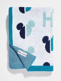 Mickey Mouse Custom Initial Blanket - White/Blue -Baublebar 62134 G 03
