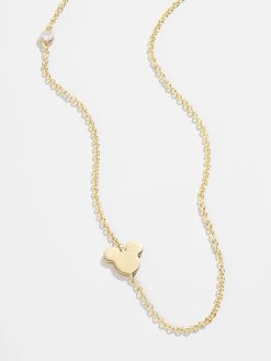 Mickey Mouse Disney 18K Gold & Cubic Zirconia Asymmetrical Necklace - Gold